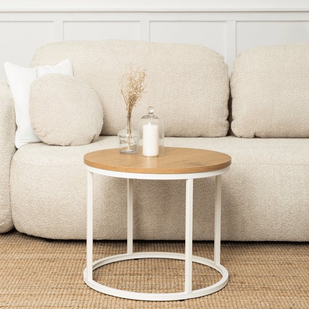 Ann Max ANN MAX kavos staliukas, 80 cm, ąžuolo/baltos spalvos, skandinaviškas