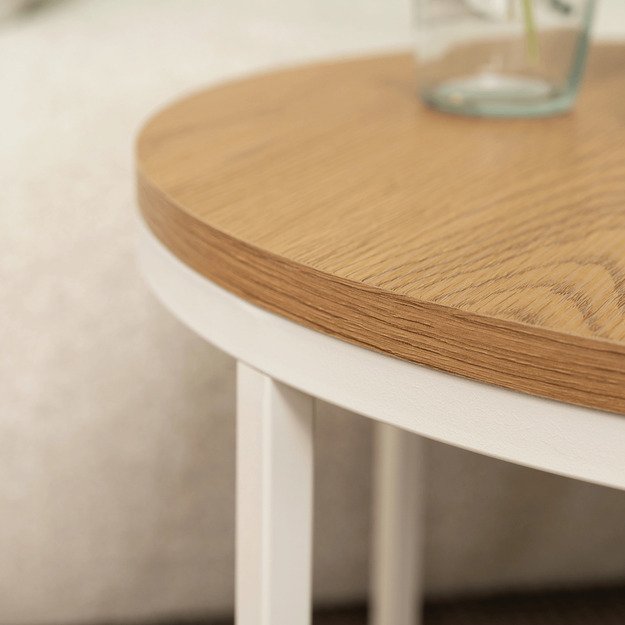 Ann Max ANN MAX kavos staliukas, 80 cm, ąžuolo/baltos spalvos, skandinaviškas 3