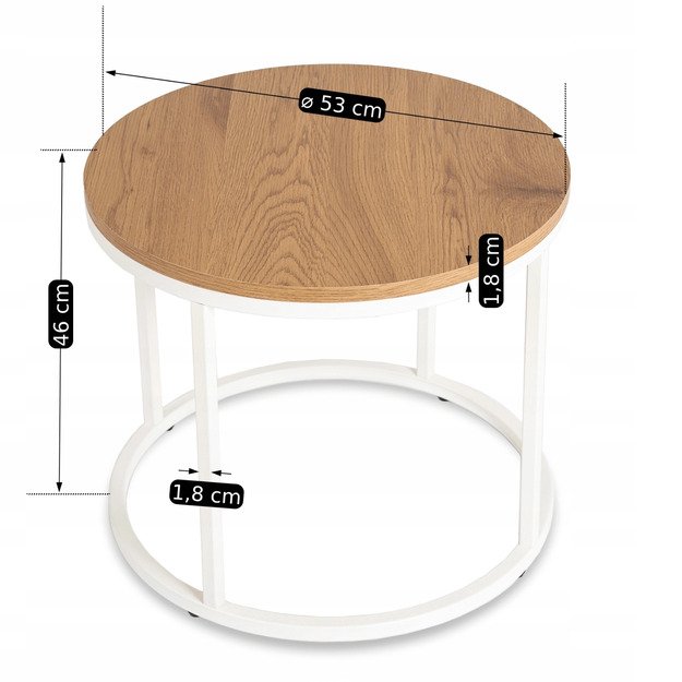 Ann Max ANN MAX kavos staliukas, 80 cm, ąžuolo/baltos spalvos, skandinaviškas 6