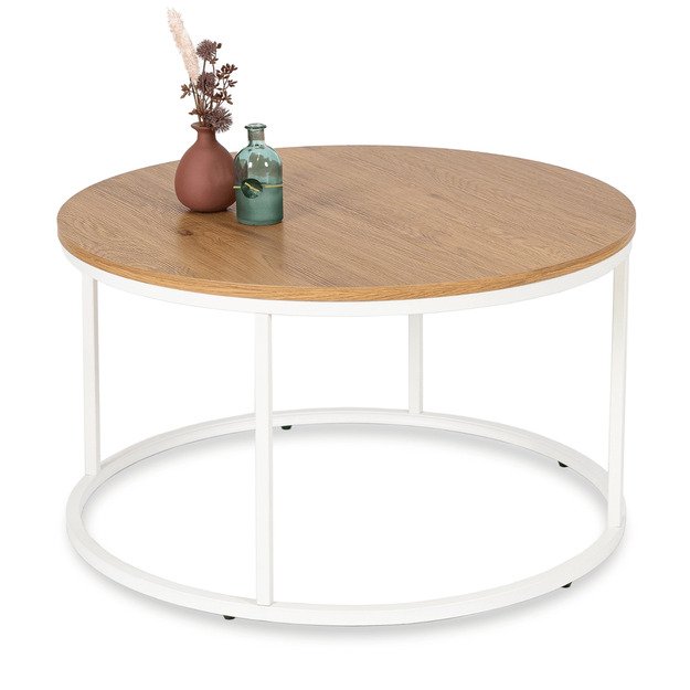 Ann Max ANN MAX kavos staliukas, 80 cm, ąžuolo/baltos spalvos, skandinaviškas 4