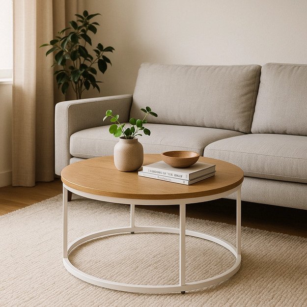 Ann Max ANN MAX kavos staliukas, 80 cm, ąžuolo/baltos spalvos, skandinaviškas