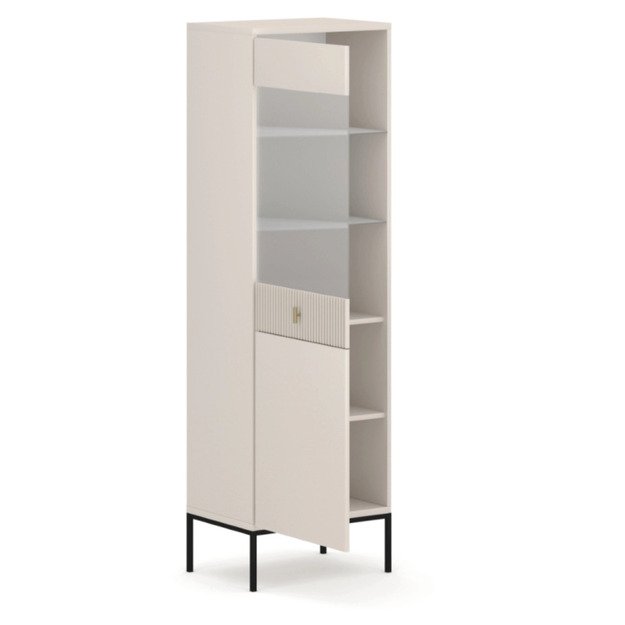 Marcos Aukšta stiklinė vitrina svetainei MARCOS kašmyro, grioveliais, moderni 1