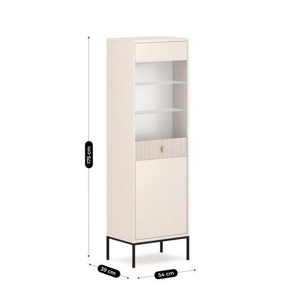 Marcos Aukšta stiklinė vitrina svetainei MARCOS kašmyro, grioveliais, moderni 5