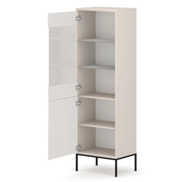 Marcos Aukšta stiklinė vitrina svetainei MARCOS kašmyro, grioveliais, moderni 2