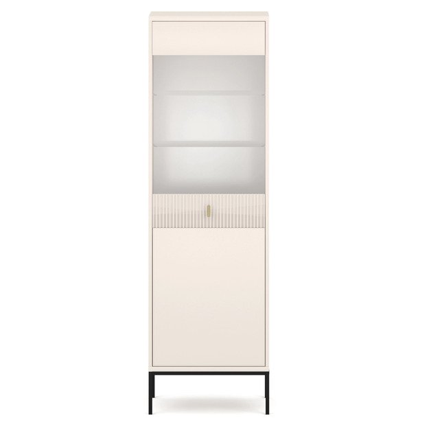 Marcos Aukšta stiklinė vitrina svetainei MARCOS kašmyro, grioveliais, moderni 3