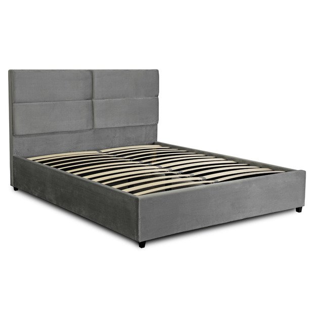 Tulsa Dvigulės lovos apmušalas, 160x200 cm, su rėmu, TULSA, aksominė pilka 1