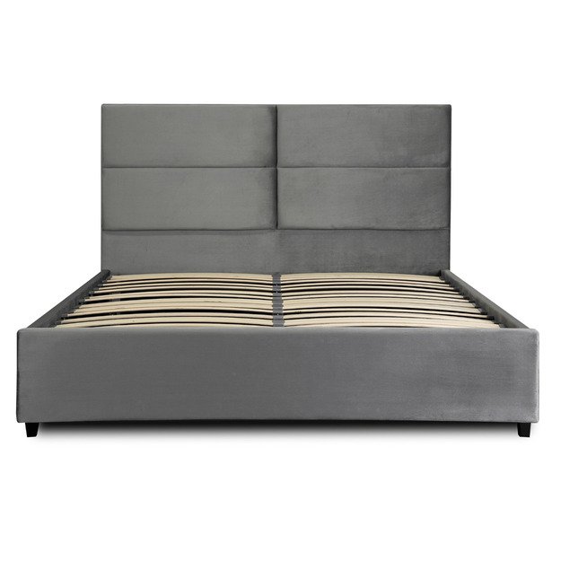 Tulsa Dvigulės lovos apmušalas, 160x200 cm, su rėmu, TULSA, aksominė pilka 2