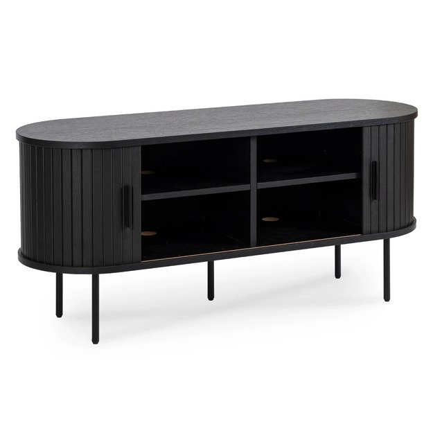 Rtv ir Trish TV spintelė svetainei, dviejų durų, TRISH, 120 cm, juoda, moderni 5