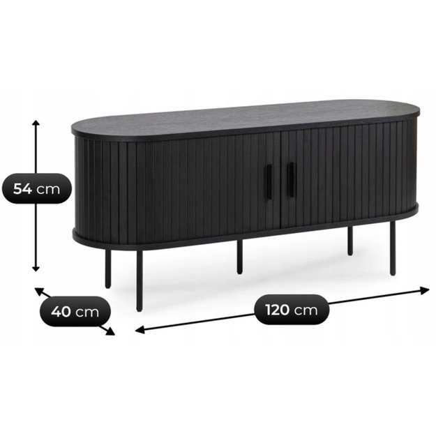 Rtv ir Trish TV spintelė svetainei, dviejų durų, TRISH, 120 cm, juoda, moderni 8