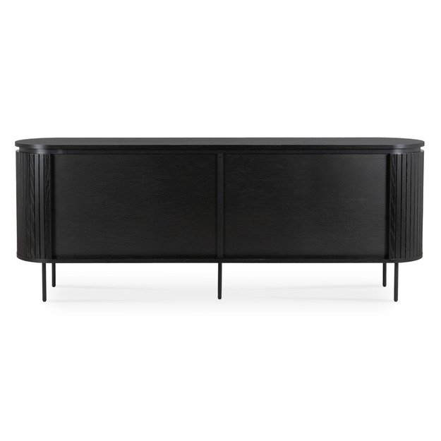 Beck BECK komoda svetainei, 200 cm, juoda, keturių durų, grioveliai, moderni 5