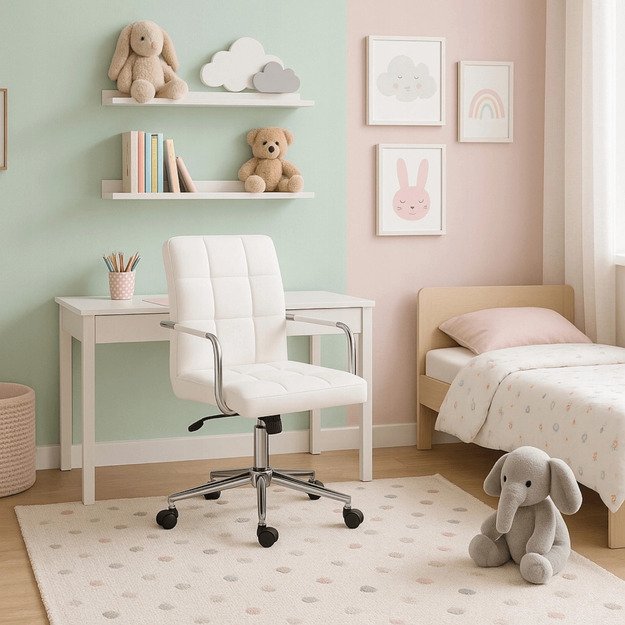 Astro balta eco odos besisukanti kėdė