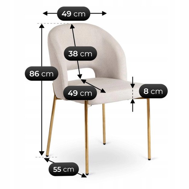 Broliai BROS kreminės spalvos glamūrinis minkštas krėslas 4