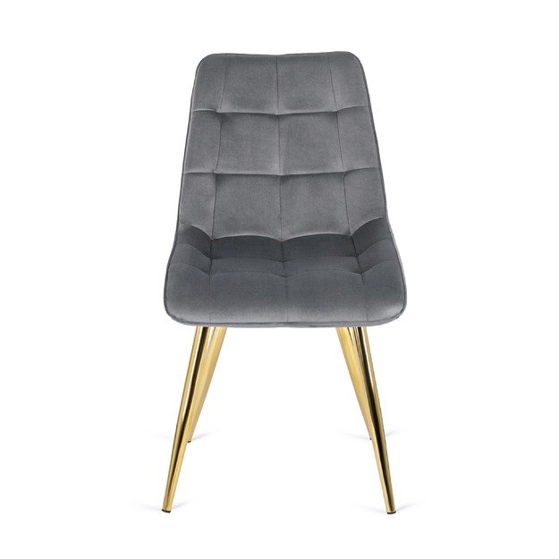 Karo CARO minkštas svetainės krėslas pilko aksomo spalvos su auksinėmis kojelėmis, modernus žavesys 10