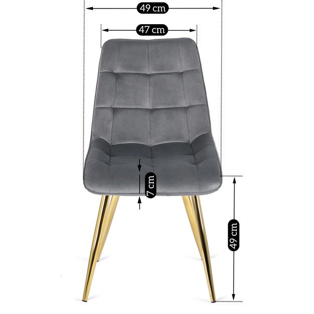 Karo CARO minkštas svetainės krėslas pilko aksomo spalvos su auksinėmis kojelėmis, modernus žavesys 13