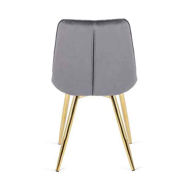 Karo CARO minkštas svetainės krėslas pilko aksomo spalvos su auksinėmis kojelėmis, modernus žavesys 12