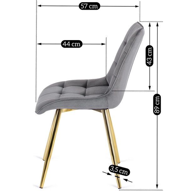 Karo CARO minkštas svetainės krėslas pilko aksomo spalvos su auksinėmis kojelėmis, modernus žavesys 14