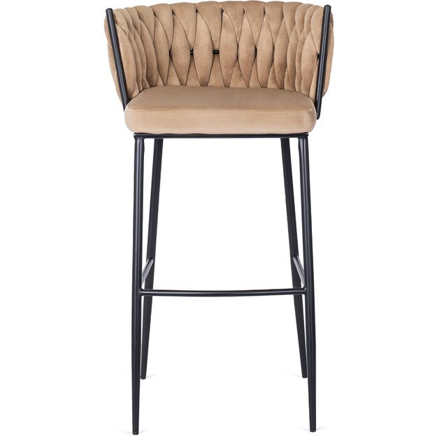 Floresas Apmuštas austas baro kėdė FLORES, smėlio spalvos, aksominis, modernus loftas 2