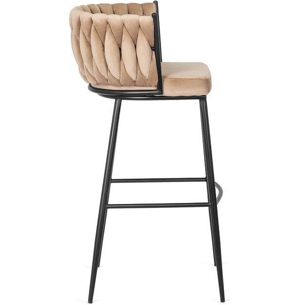 Floresas Apmuštas austas baro kėdė FLORES, smėlio spalvos, aksominis, modernus loftas 3