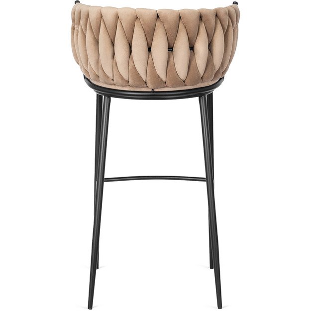 Floresas Apmuštas austas baro kėdė FLORES, smėlio spalvos, aksominis, modernus loftas 5