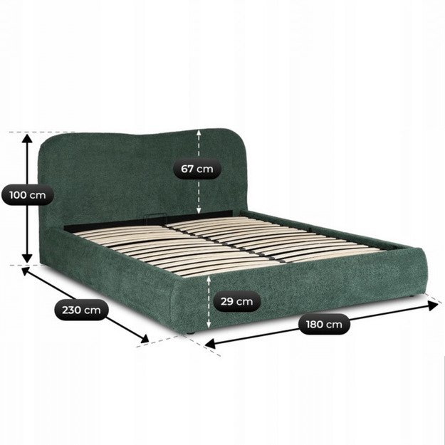 Bristolis Dvigulė lova su rėmu ir daiktadėže, 160x200 cm, žalios spalvos, BRISTOL 11