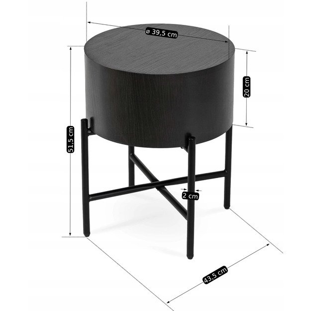 Ceves CEVES kavos staliukas, 39,5 cm, juodas, modernus lofto stiliaus 4