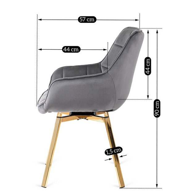 Mia MIA pilko aksomo apmuštas pasukamas svetainės krėslas „Glamour“ tualetiniam staliukui 14