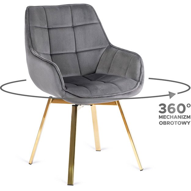 Mia MIA pilko aksomo apmuštas pasukamas svetainės krėslas „Glamour“ tualetiniam staliukui 9