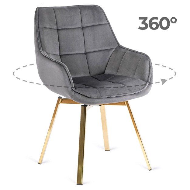 Mia MIA pilko aksomo apmuštas pasukamas svetainės krėslas „Glamour“ tualetiniam staliukui 1