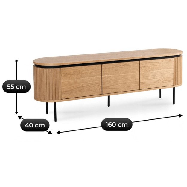 Rtv ir Trish TRISH dviejų durų televizoriaus spintelė svetainei, 160 cm, ąžuolo raštas, modernus 7