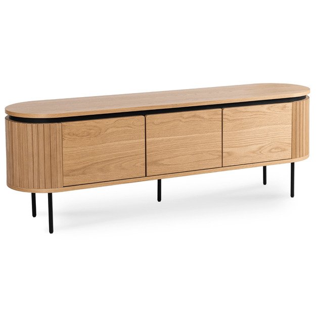 Rtv ir Trish TRISH dviejų durų televizoriaus spintelė svetainei, 160 cm, ąžuolo raštas, modernus 3