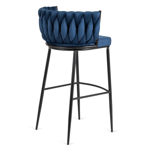 Floresas Apmuštas austas baro kėdė FLORES, tamsiai mėlynas, aksominis, modernus loftas 4