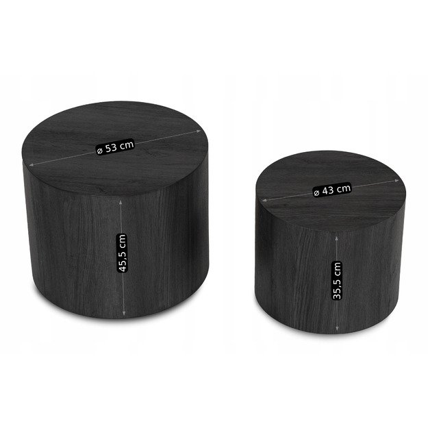 Leila LEILA kavos staliukų komplektas, 43 cm/53 cm, juodas, lofto formos 11