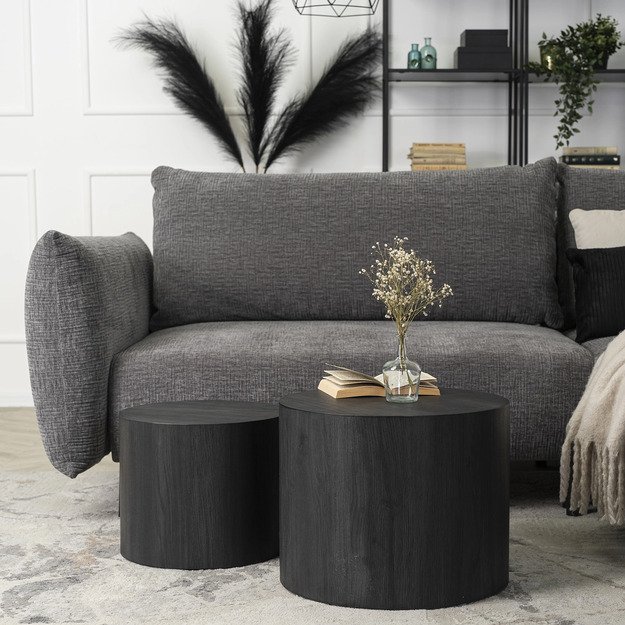 Leila LEILA kavos staliukų komplektas, 43 cm/53 cm, juodas, lofto formos