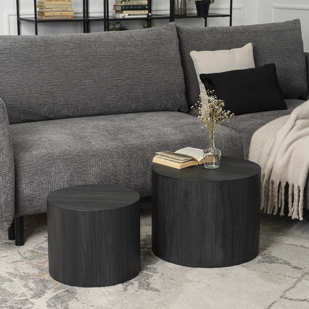 Leila LEILA kavos staliukų komplektas, 43 cm/53 cm, juodas, lofto formos 3