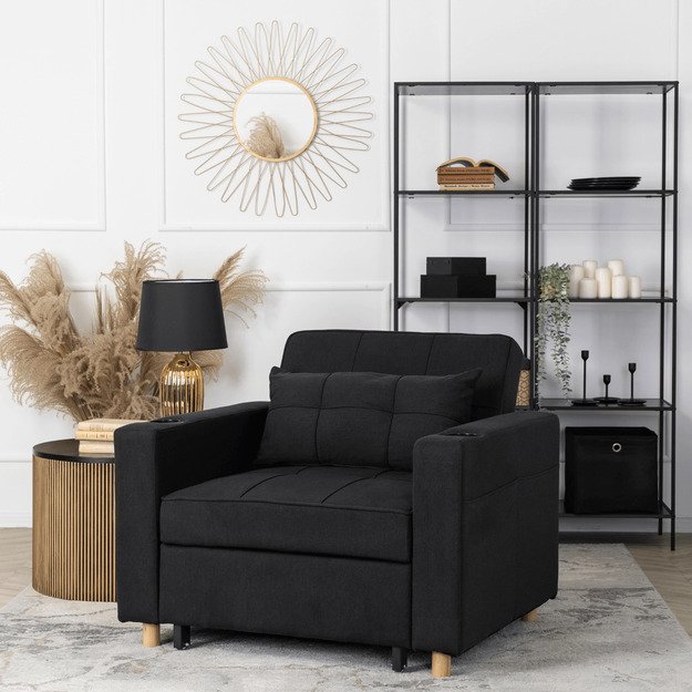 Soloras SOLOR atlošiamas amerikietiškas fotelis, juodas, modernus 1