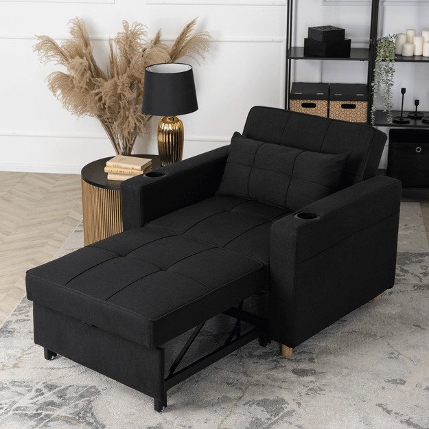 Soloras SOLOR atlošiamas amerikietiškas fotelis, juodas, modernus 5