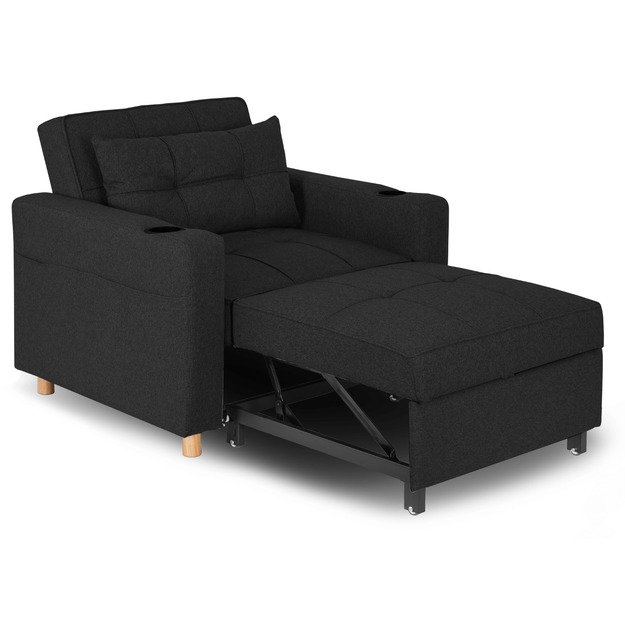 Soloras SOLOR atlošiamas amerikietiškas fotelis, juodas, modernus 15