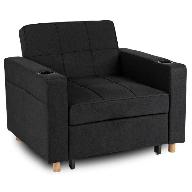 Soloras SOLOR atlošiamas amerikietiškas fotelis, juodas, modernus 11