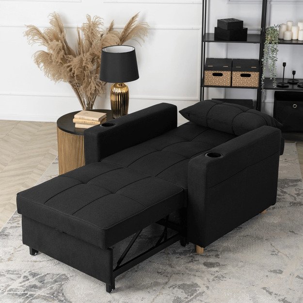 Soloras SOLOR atlošiamas amerikietiškas fotelis, juodas, modernus 4