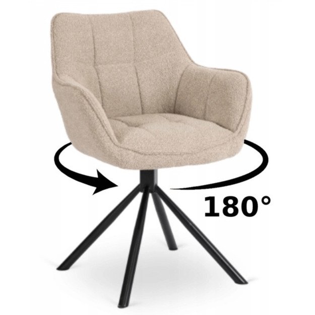 Bijūnas Minkštas pasukamas krėslas PEONY, smėlio spalvos, modernus loftas 9