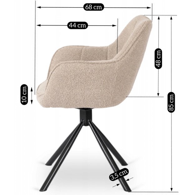 Bijūnas Minkštas pasukamas krėslas PEONY, smėlio spalvos, modernus loftas 14