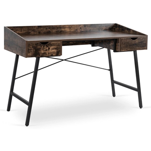  ICE Loft stiliaus rašomasis stalas su stalčiais, 133 cm, kaimiško ąžuolo/juodos spalvos, lofto stiliaus 1