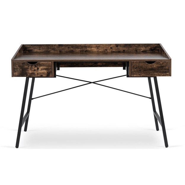  ICE Loft stiliaus rašomasis stalas su stalčiais, 133 cm, kaimiško ąžuolo/juodos spalvos, lofto stiliaus 3