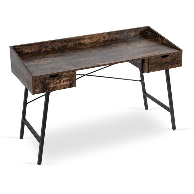  ICE Loft stiliaus rašomasis stalas su stalčiais, 133 cm, kaimiško ąžuolo/juodos spalvos, lofto stiliaus 4