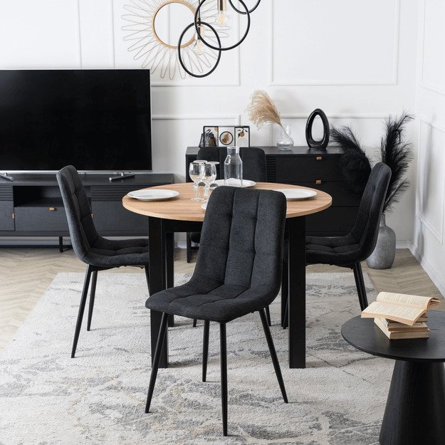 Peru Apmuštas valgomojo krėslas PERU 2, juodos spalvos, modernus loftas