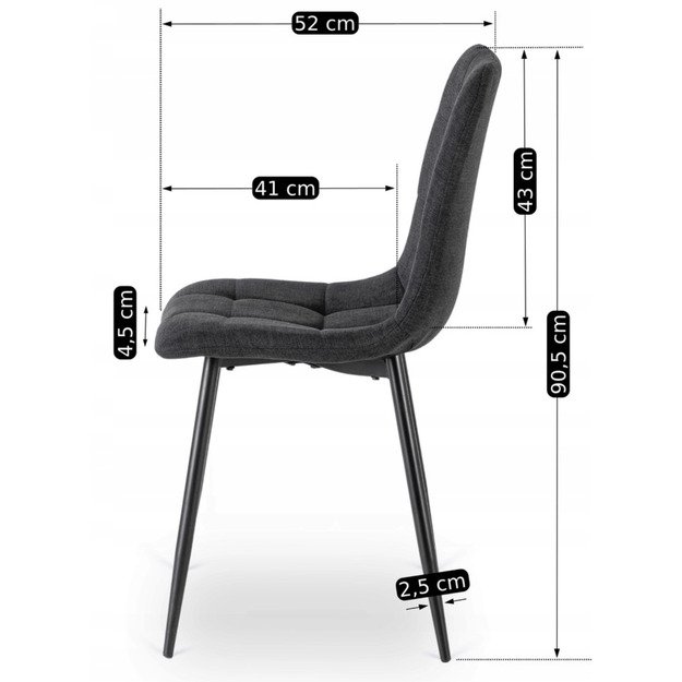 Peru Apmuštas valgomojo krėslas PERU 2, juodos spalvos, modernus loftas 10