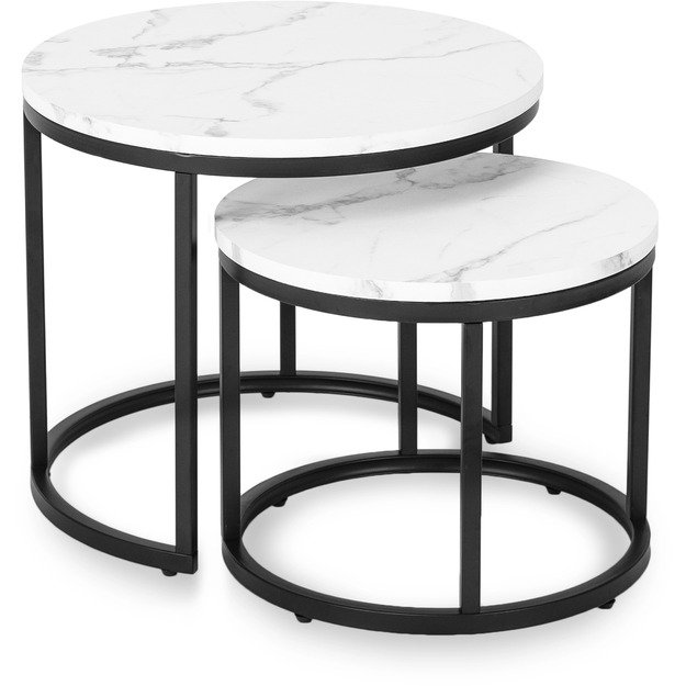 Dafnė DAFNE Kavos staliukų komplektas, 43 cm/53 cm, baltas marmuras, modernus žavesys 1