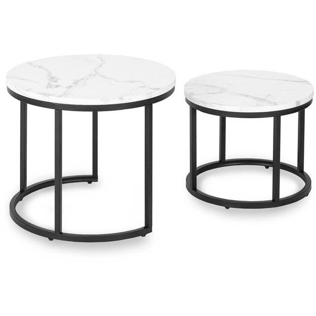 Dafnė DAFNE Kavos staliukų komplektas, 43 cm/53 cm, baltas marmuras, modernus žavesys 2
