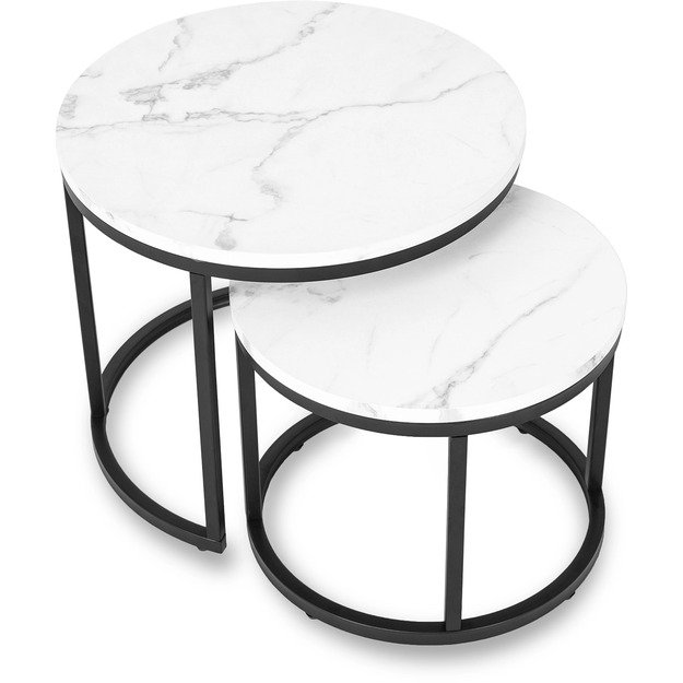 Dafnė DAFNE Kavos staliukų komplektas, 43 cm/53 cm, baltas marmuras, modernus žavesys 4