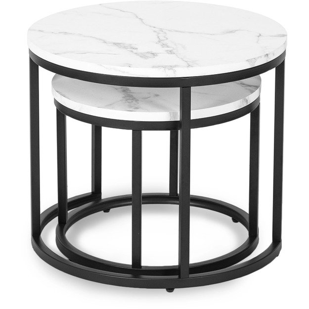Dafnė DAFNE Kavos staliukų komplektas, 43 cm/53 cm, baltas marmuras, modernus žavesys 3